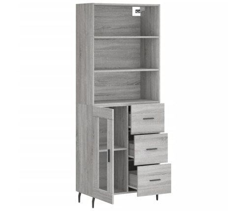 Aparador alto madera contrachapada gris sonoma 69,5x34x180 cm