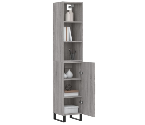 Aparador alto madera contrachapada gris Sonoma 34,5x34x180 cm