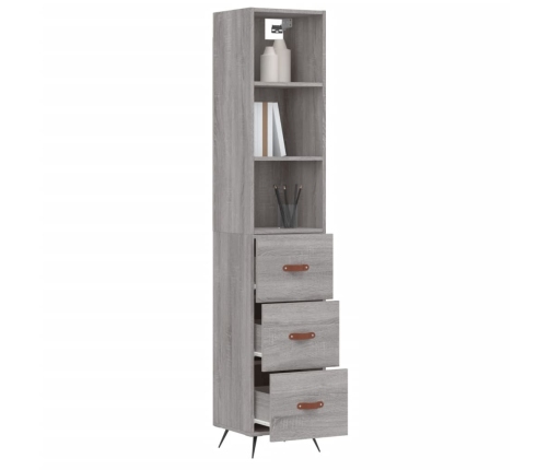 Aparador alto madera contrachapada gris Sonoma 34,5x34x180 cm