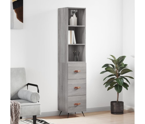 Aparador alto madera contrachapada gris Sonoma 34,5x34x180 cm