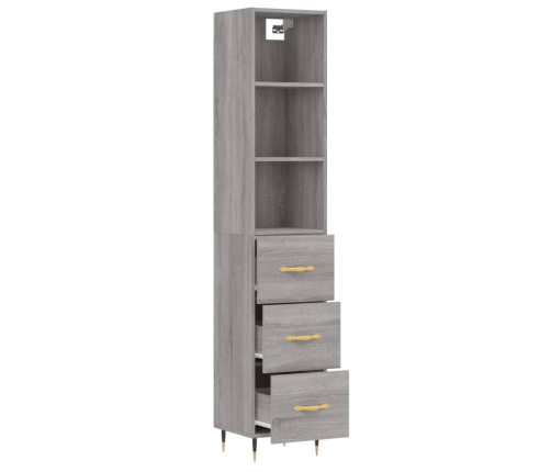 Aparador alto madera contrachapada gris Sonoma 34,5x34x180 cm