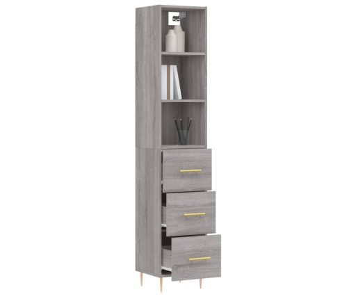 Aparador alto madera contrachapada gris Sonoma 34,5x34x180 cm