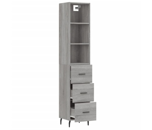 Aparador alto madera contrachapada gris Sonoma 34,5x34x180 cm