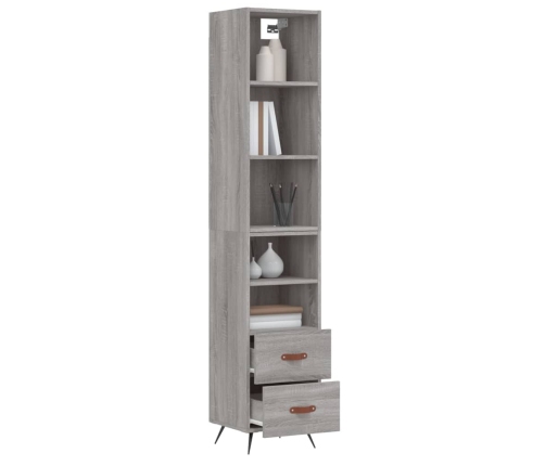 Aparador alto madera contrachapada gris Sonoma 34,5x34x180 cm