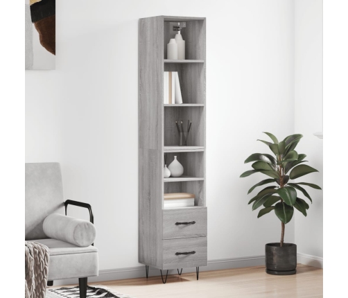 Aparador alto madera contrachapada gris Sonoma 34,5x34x180 cm