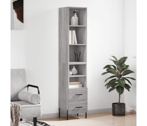 Aparador alto madera contrachapada gris Sonoma 34,5x34x180 cm