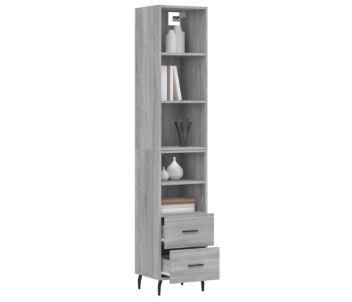 Aparador alto madera contrachapada gris Sonoma 34,5x34x180 cm