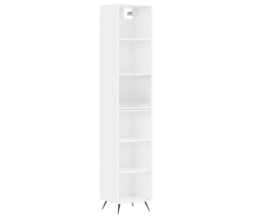 Aparador alto contrachapada blanco brillante 34,5x32,5x180 cm