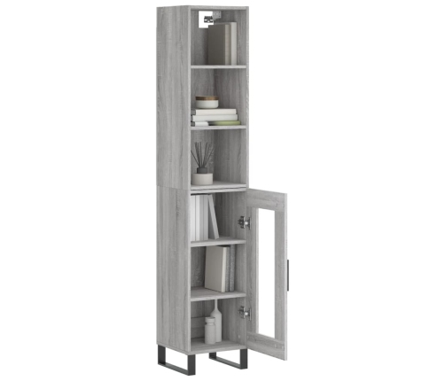 Aparador alto madera contrachapada gris Sonoma 34,5x34x180 cm