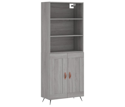 Aparador alto madera contrachapada gris sonoma 69,5x34x180 cm