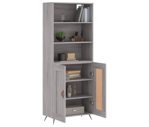 Aparador alto madera contrachapada gris sonoma 69,5x34x180 cm