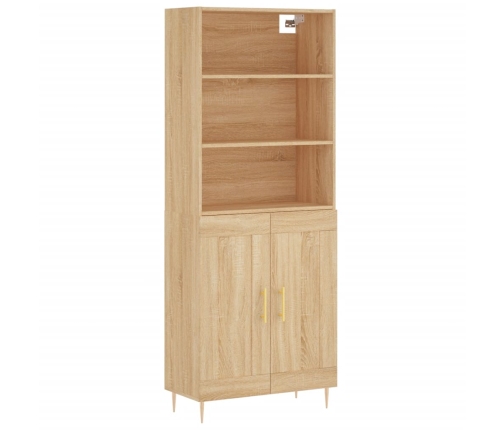 Aparador alto madera contrachapada color roble 69,5x34x180 cm