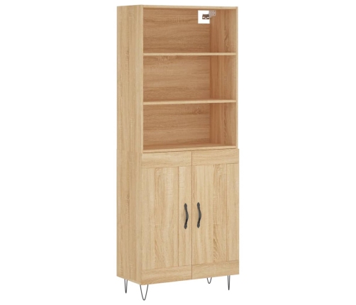 Aparador alto madera contrachapada color roble 69,5x34x180 cm