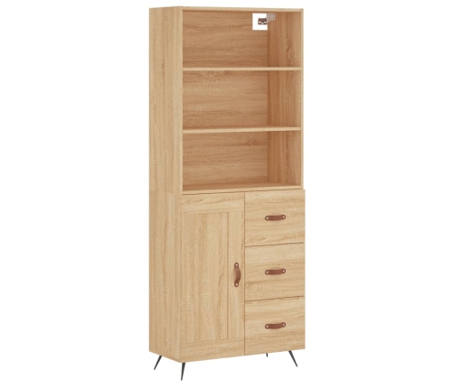 Aparador alto madera contrachapada color roble 69,5x34x180 cm