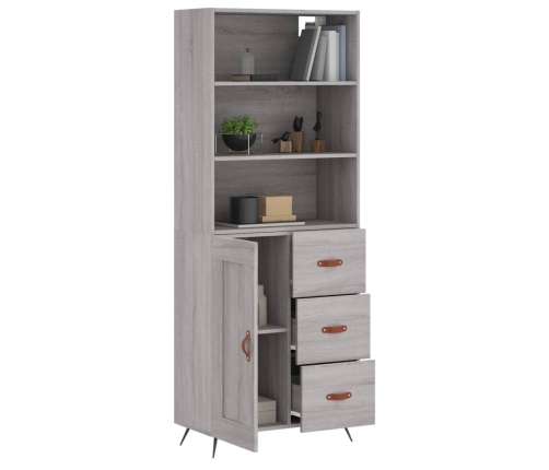 Aparador alto madera contrachapada gris sonoma 69,5x34x180 cm