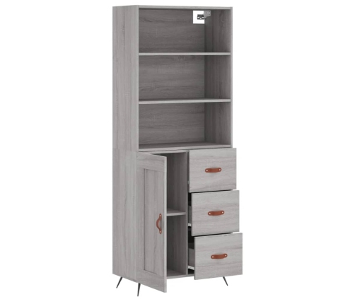 Aparador alto madera contrachapada gris sonoma 69,5x34x180 cm