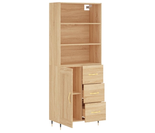 Aparador alto madera contrachapada color roble 69,5x34x180 cm