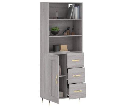 Aparador alto madera contrachapada gris sonoma 69,5x34x180 cm