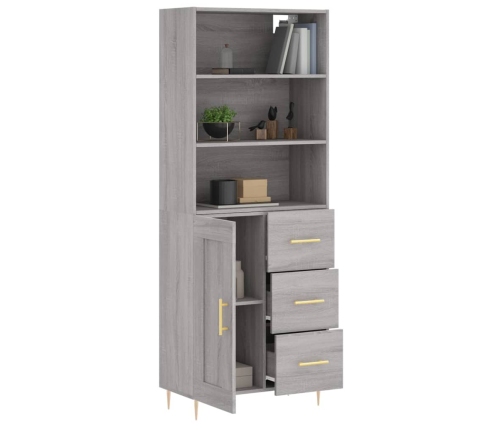 Aparador alto madera contrachapada gris sonoma 69,5x34x180 cm