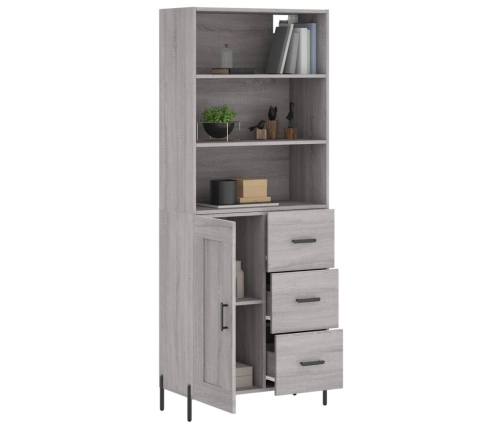 Aparador alto madera contrachapada gris sonoma 69,5x34x180 cm