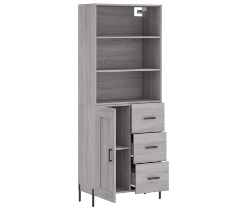 Aparador alto madera contrachapada gris sonoma 69,5x34x180 cm