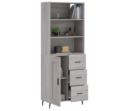 Aparador alto madera contrachapada gris sonoma 69,5x34x180 cm