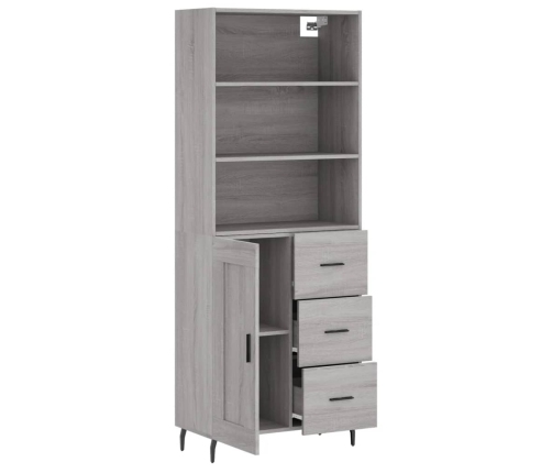 Aparador alto madera contrachapada gris sonoma 69,5x34x180 cm