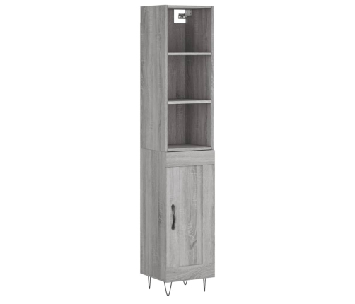 Aparador alto madera contrachapada gris Sonoma 34,5x34x180 cm