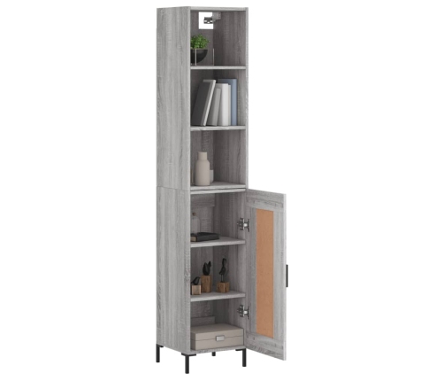 Aparador alto madera contrachapada gris Sonoma 34,5x34x180 cm