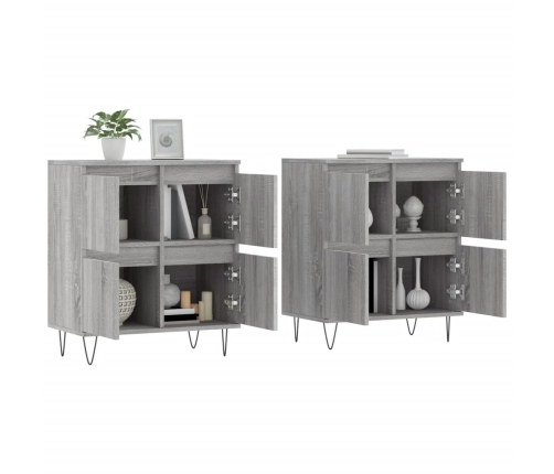 Aparadores 2 uds madera contrachapada gris Sonoma