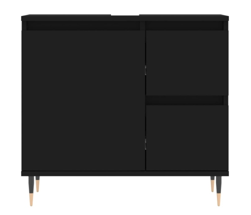 Juego de muebles de baño 3 pzas madera contrachapada negro