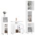 Set muebles de baño 3 piezas madera contrachapada blanco brillo