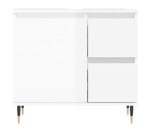 Set muebles de baño 3 piezas madera contrachapada blanco brillo