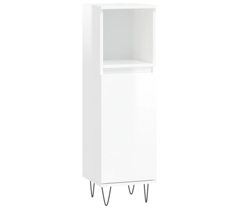 Set muebles de baño 3 piezas madera contrachapada blanco brillo