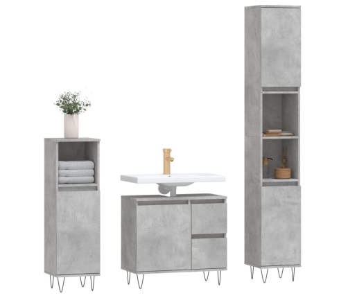 Set muebles de baño 2 piezas madera contrachapada gris hormigón