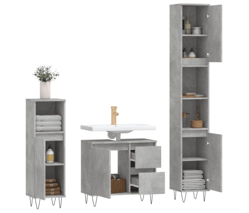 Set muebles de baño 2 piezas madera contrachapada gris hormigón