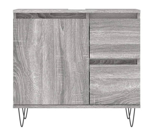 Set de muebles de baño 3 pzas madera contrachapada gris sonoma