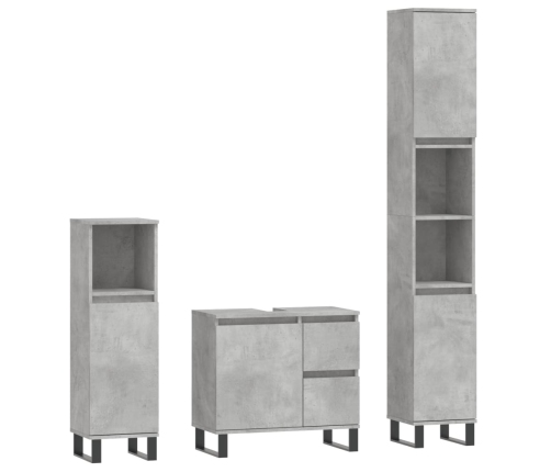 Set muebles de baño 2 piezas madera contrachapada gris hormigón