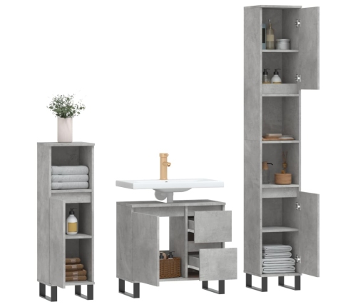 Set muebles de baño 2 piezas madera contrachapada gris hormigón