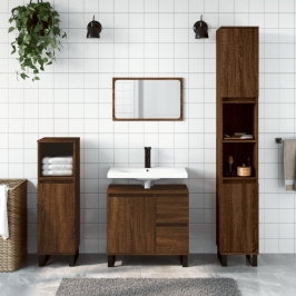 Set de muebles baño 3 pzas madera contrachapada roble marrón