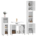 Set muebles de baño 3 piezas madera contrachapada blanco brillo