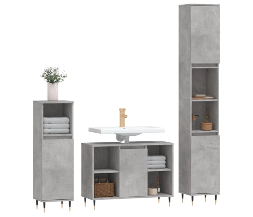 Set muebles de baño 2 piezas madera contrachapada gris hormigón