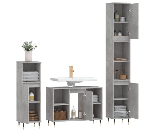 Set muebles de baño 2 piezas madera contrachapada gris hormigón