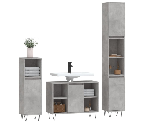 Set muebles de baño 2 piezas madera contrachapada gris hormigón