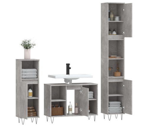 Set muebles de baño 2 piezas madera contrachapada gris hormigón