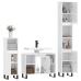 Set muebles de baño 3 piezas madera contrachapada blanco brillo