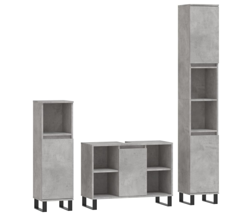 Set muebles de baño 2 piezas madera contrachapada gris hormigón