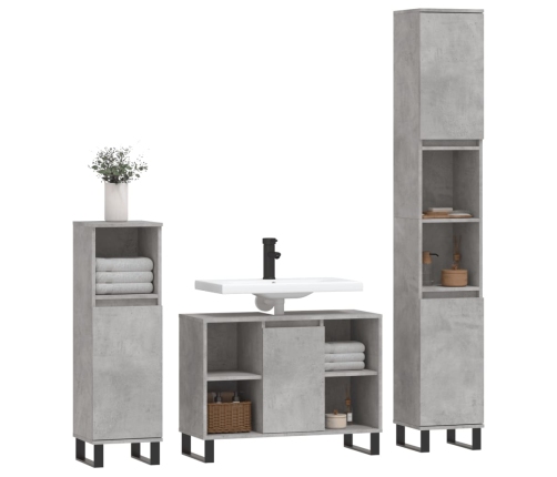 Set muebles de baño 2 piezas madera contrachapada gris hormigón