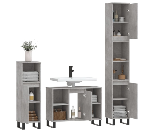 Set muebles de baño 2 piezas madera contrachapada gris hormigón