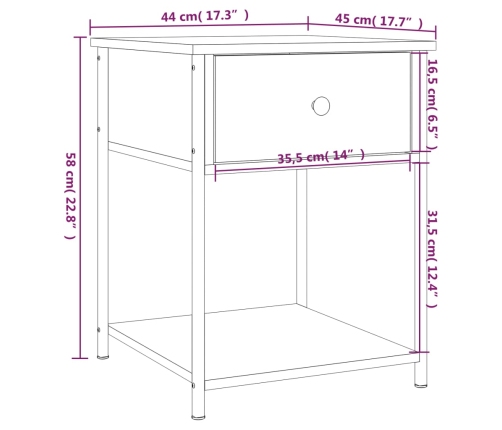 Mesitas de noche 2 uds madera de ingeniería negro 44x45x58 cm